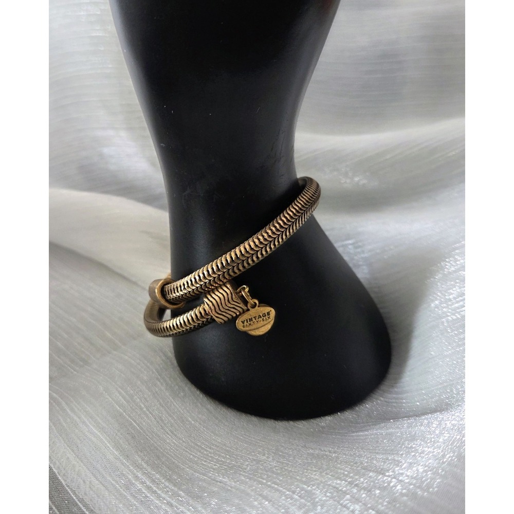 Alex & Ani Vintage 66 Sixty-six ‎ Heart Snake Wrap Bronze Tone Energy Bracelet